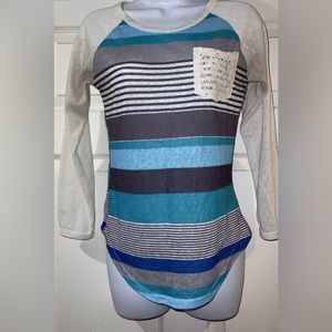 XIXI cream colored shirt with blue and gray stripes